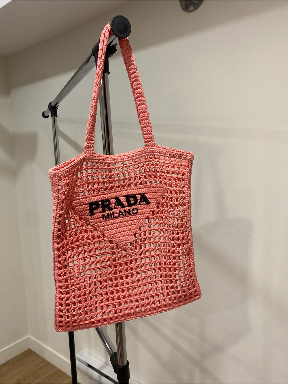 Prada Pink Raffia Crochet Bag - Picture 3 of 3